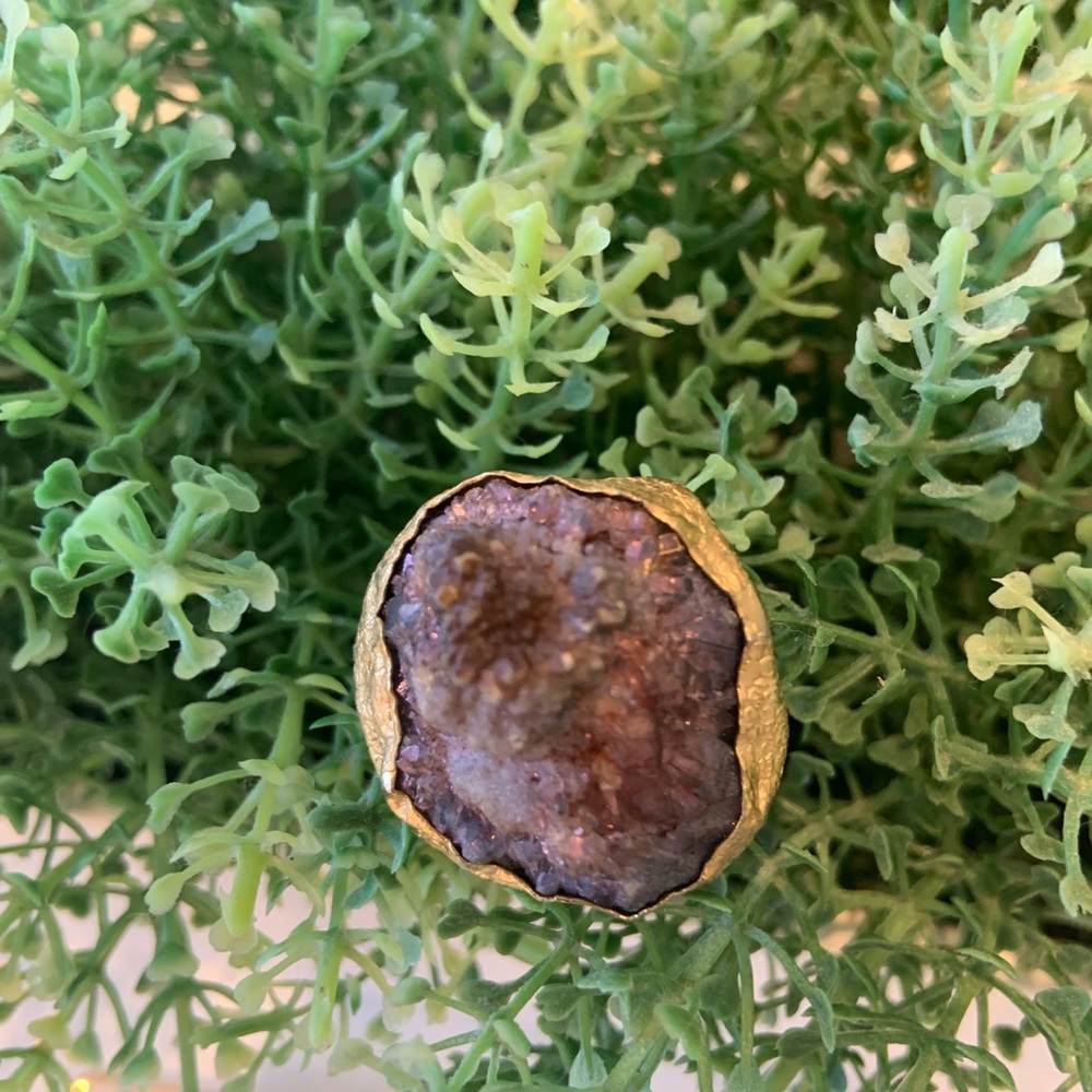 Purple Gold Plated Druzy Ring